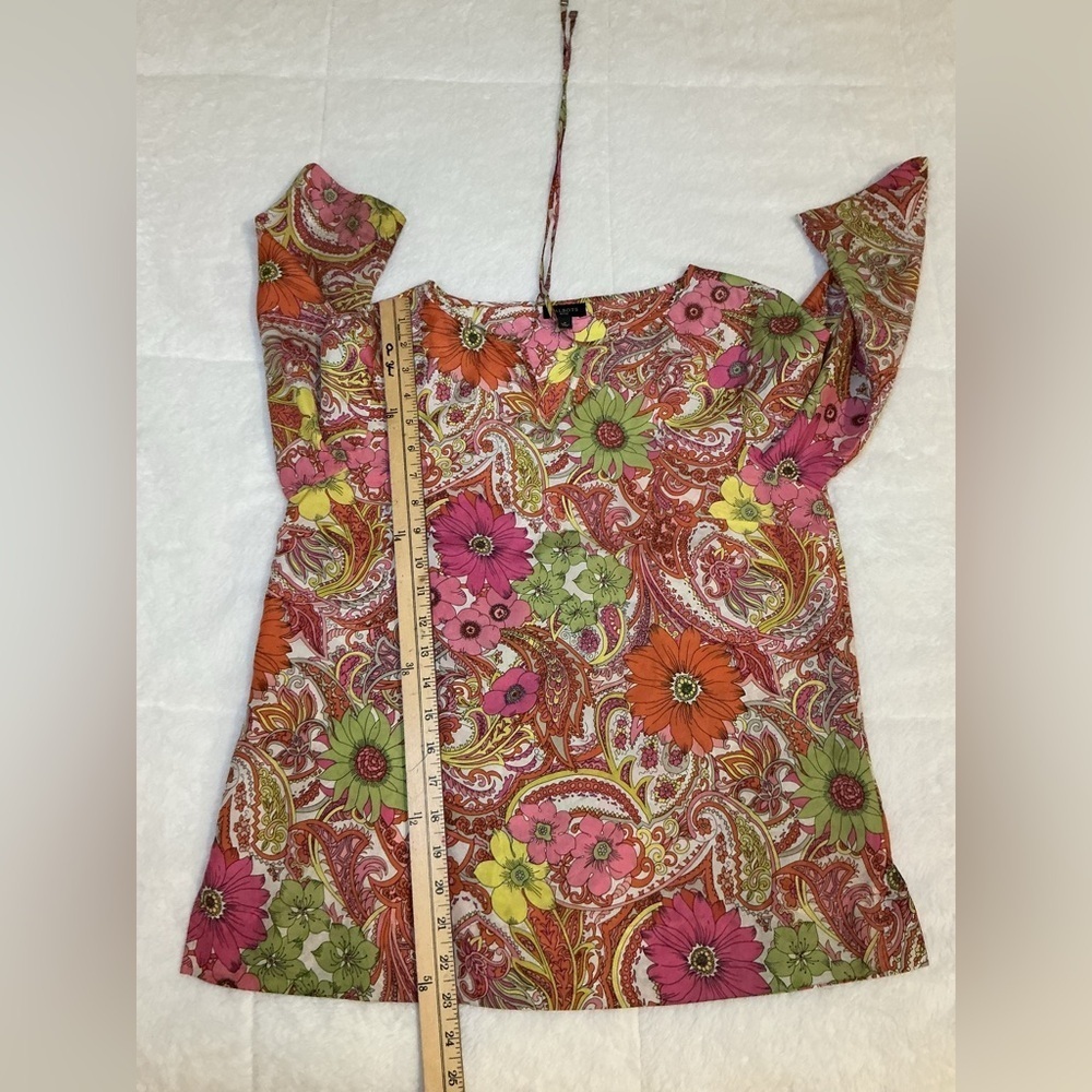Talbots Floral Paisley Women's Top - Pink, Orange, Green - Picture 4 of 7